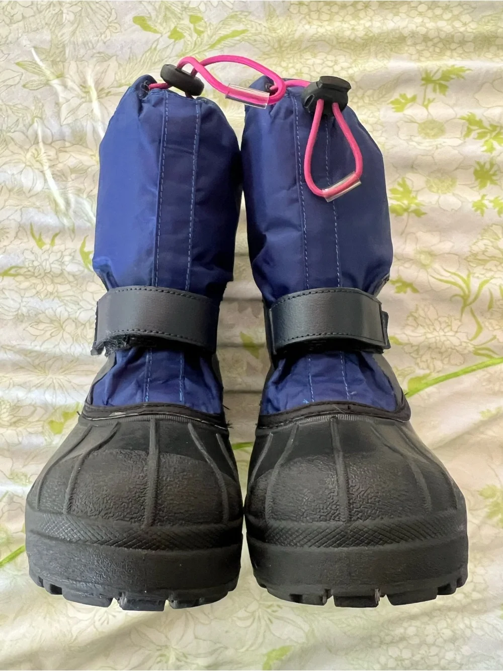 Columbia Powderbug Kids Navy Blue and Pink snow boots